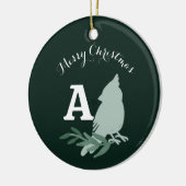 Minimalistisches Weihnachts-Kardinal Monogram-Foto Keramik Ornament (Links)