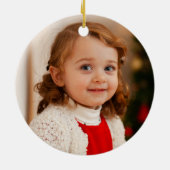 Minimalistisches Weihnachts-Kardinal Monogram-Foto Keramik Ornament (Hinten)