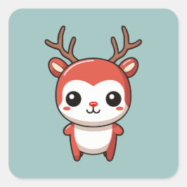 Minimalistisches Weihnachts Niedlich Baby Rudolph  Quadratischer Aufkleber