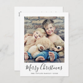 Minimalistisches Weihnachts-Portrait-Foto Feiertagspostkarte