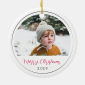 Minimalistisches Weihnachts-Script-Foto Keramik Ornament (Hinten)