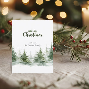 Minimalistisches Weihnachts-Wasserfarben-Evergreen Feiertagspostkarte