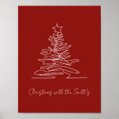 Minimalistisches Weihnachtsbaum Familienurlaub-Pos Poster (Vorne)