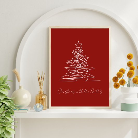 Minimalistisches Weihnachtsbaum Familienurlaub-Pos Poster