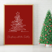 Minimalistisches Weihnachtsbaum Familienurlaub-Pos Poster