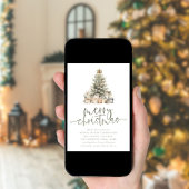 Minimalistisches Weihnachtsbaum Sage Script-Party Einladung