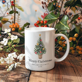 Minimalistisches Weihnachtsbaumfamilienjahr Kaffeetasse
