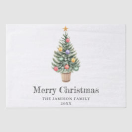 Minimalistisches Weihnachtsbaumfamilienjahr Seidenpapier