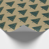 Minimalistisches Weihnachtsbaummuster in Gold und Geschenkpapier (Ecke)