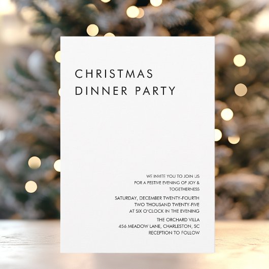 Minimalistisches Weihnachtsessen Party Einladung