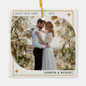 Minimalistisches Weihnachtsfest-Foto Keramikornament (Vorderseite)