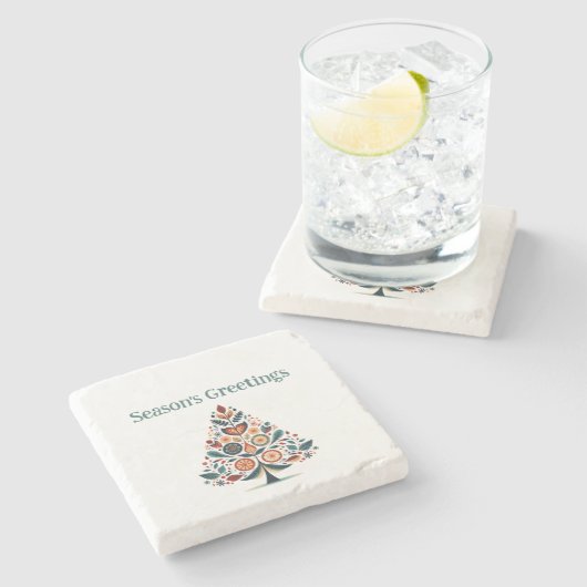 Minimalistisches Weihnachtsfest in individueller F Steinuntersetzer (Seitenansicht)