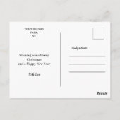 Minimalistisches Weihnachtsfest Postkarte (Rückseite)