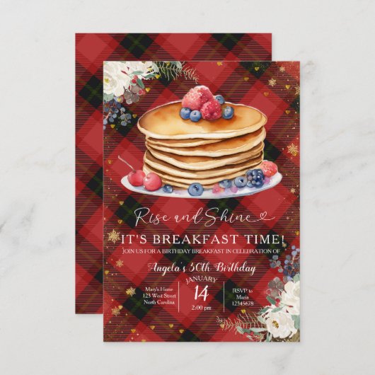 Minimalistisches Weihnachtsfrühstück Einladung zum (Vorne/Hinten)