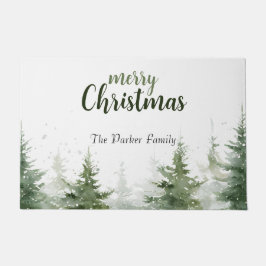 Minimalistisches Weihnachtsgebirge Evergreen Snow Fußmatte