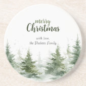 Minimalistisches Weihnachtsgebirge Evergreen Snow Getränkeuntersetzer (Vorne)