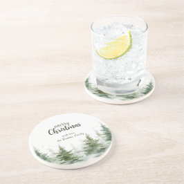 Minimalistisches Weihnachtsgebirge Evergreen Snow Getränkeuntersetzer