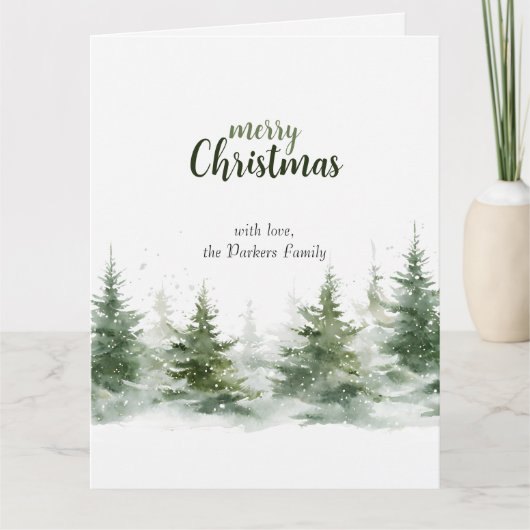 Minimalistisches Weihnachtsgebirge Evergreen Snow Karte (Vorderseite)