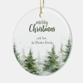 Minimalistisches Weihnachtsgebirge Evergreen Snow Keramik Ornament (Links)