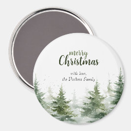 Minimalistisches Weihnachtsgebirge Evergreen Snow Magnet