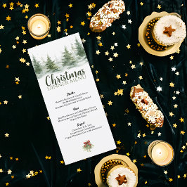 Minimalistisches Weihnachtsgebirge Evergreen Snow Menükarte