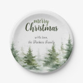 Minimalistisches Weihnachtsgebirge Evergreen Snow Pappteller (Vorderseite)