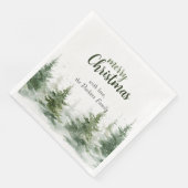 Minimalistisches Weihnachtsgebirge Evergreen Snow Serviette (Ecke)