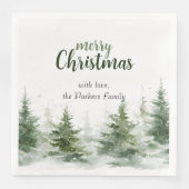 Minimalistisches Weihnachtsgebirge Evergreen Snow Serviette (Vorderseite)