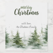 Minimalistisches Weihnachtsgebirge Evergreen Snow Weinetikett (Einzelnes Label)