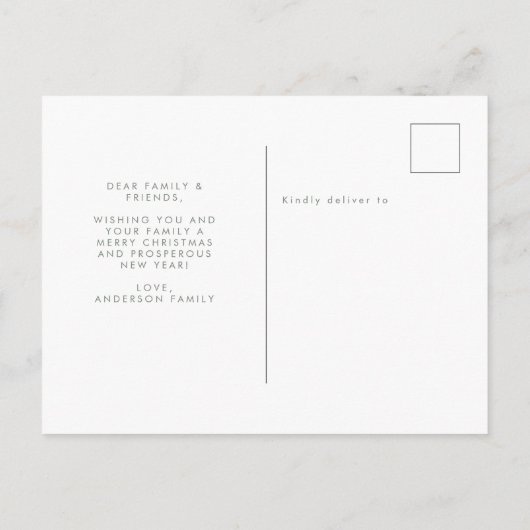 Minimalistisches Weihnachtsgrüßen | Sage Green Postkarte (Rückseite)