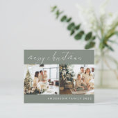 Minimalistisches Weihnachtsgrüßen | Sage Green Postkarte (Stehend Vorderseite)