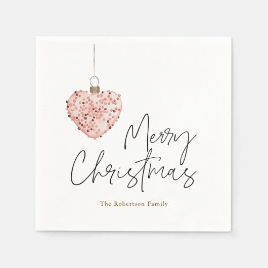 Minimalistisches Weihnachtsherz Serviette (Vorderseite)