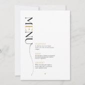 Minimalistisches Weihnachtsmenü von Gold, Weiß und Einladung (Vorderseite)