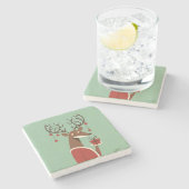 Minimalistisches Weihnachtsschenk für Rentiere Steinuntersetzer (Seitenansicht)