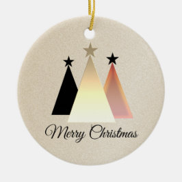 Minimalistisches Weihnachtsschwarz und Rose Gold Keramik Ornament