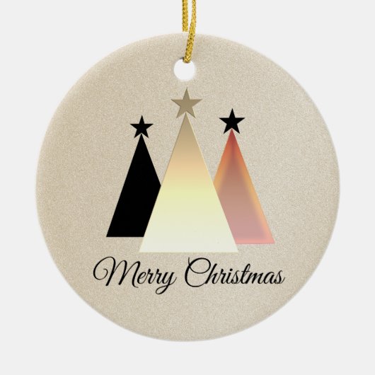 Minimalistisches Weihnachtsschwarz und Rose Gold Keramik Ornament (Vorne)