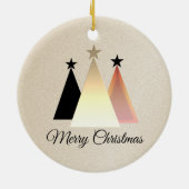 Minimalistisches Weihnachtsschwarz und Rose Gold Keramik Ornament (Hinten)