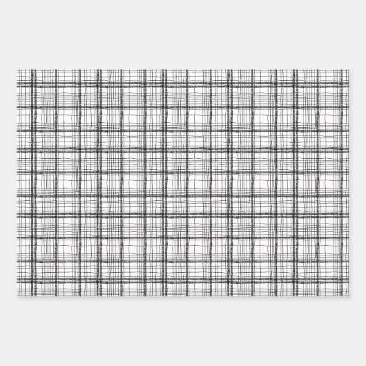 Minimalistisches Weihnachtsschwarz & Weiß Zeichnen Geschenkpapier Set (Vorderseite)