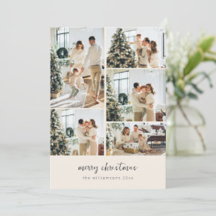 Minimalistisches Weihnachtsskript 6 Foto-Collage E Feiertagskarte