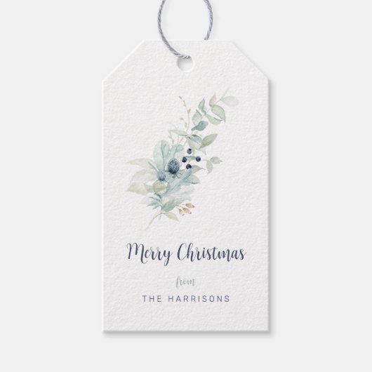 Minimalistisches Weihnachtswasser Botanisch Geschenkanhänger (Vorderseite)