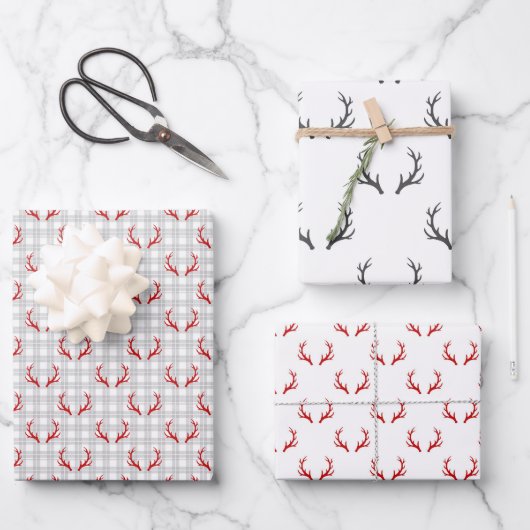 Minimalistisches Weihnachtswrapping Paper Trio Geschenkpapier Set (Vorderseite)