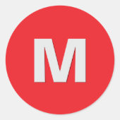 Minimalistisches Weiß auf rotem Monogramm-Anfangsb Runder Aufkleber (Vorderseite)