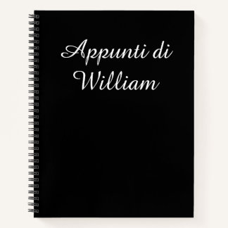 Minimalistisches Weiß auf Schwarz Italienisches Ap Notizblock