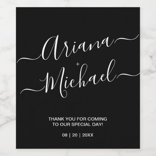 Minimalistisches Weiß auf schwarzer Gastgeschenk H Weinetikett (Einzelnes Label)