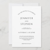 Minimalistisches Weiß, einfach, elegant Hochzeit Einladung (Vorderseite)