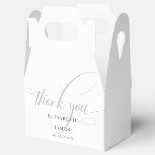Minimalistisches Weiß & Graue Kalligrafie Chic Wed Geschenkschachtel (Geöffnet)