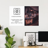 Minimalistisches Weiß-Logo | Modernes einfaches Br Poster (Heimbüro)