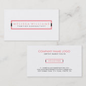 Minimalistisches Weiß mit geometrischen rosa Akzen Visitenkarte (Vorne/Hinten)