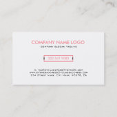 Minimalistisches Weiß mit geometrischen rosa Akzen Visitenkarte (Rückseite)