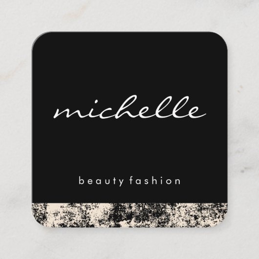 Minimalistisches Weiß mit kursiver Textur mit Text Quadratische Visitenkarte (Vorderseite)